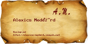 Alexics Medárd névjegykártya